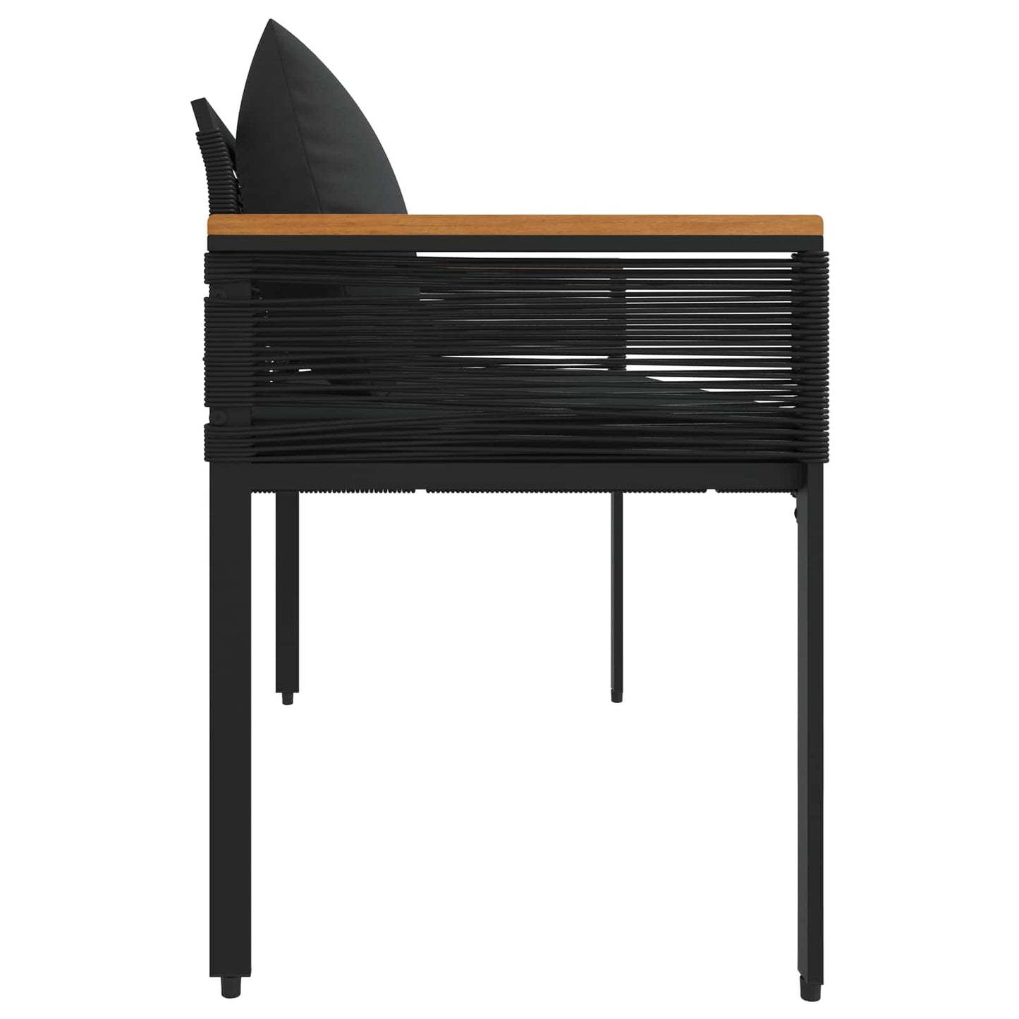 Kerti pad párnával Fekete 117 x 54 x 74.5 cm polirattan