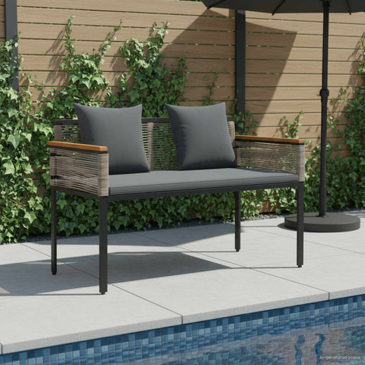Kerti pad Szürke és sötétszürke 117 x 54 x 74.5 cm polirattan