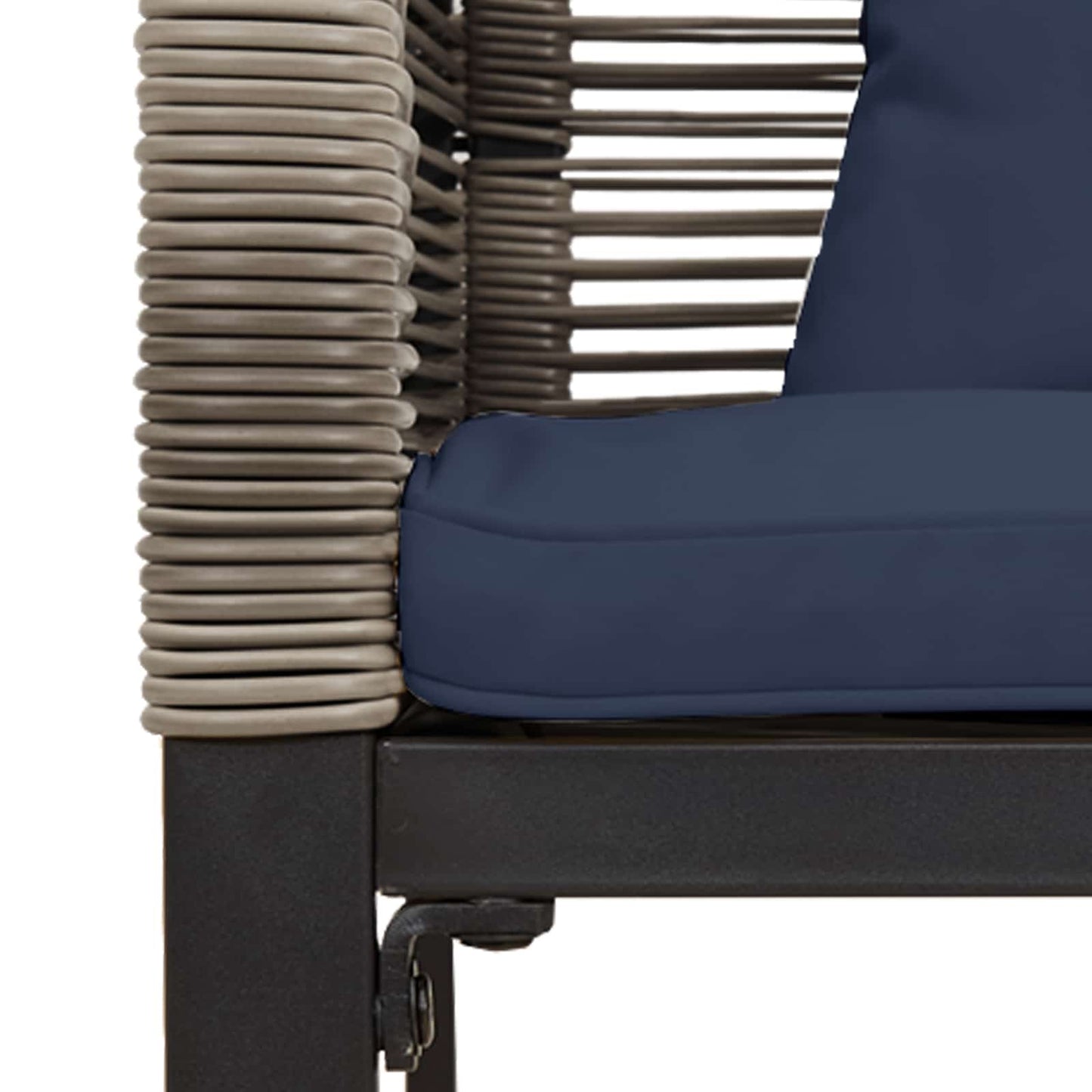 Kerti pad Szürke és sötétkék 117 x 54 x 74.5 cm polirattan
