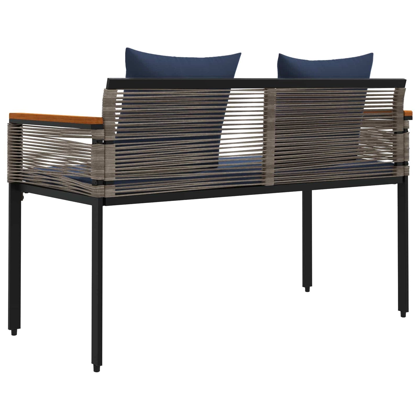 Kerti pad Szürke és sötétkék 117 x 54 x 74.5 cm polirattan