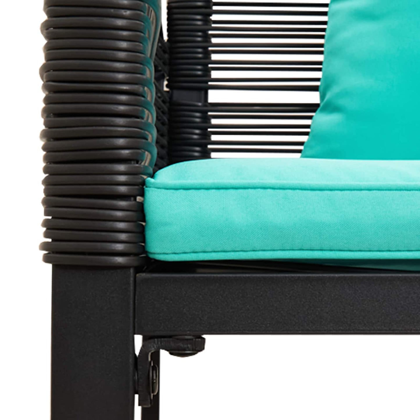 Kerti pad Fekete és Türkiz 117 x 54 x 74.5 cm polirattan