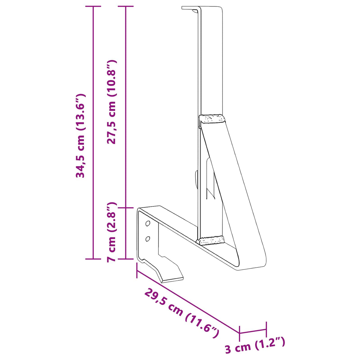 Havazár támogató 12 db Fekete 29,5 x 3 x 34,5 cm Acél