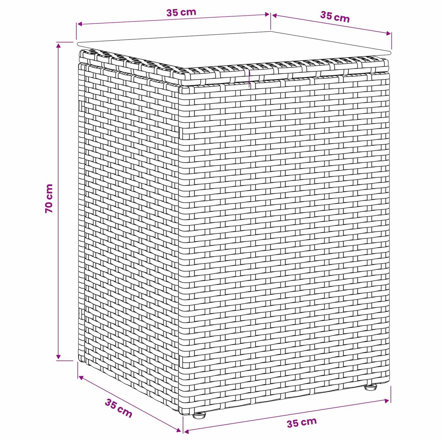 Oldal asztal Fekete 35 x 35 x 70 cm polirattan