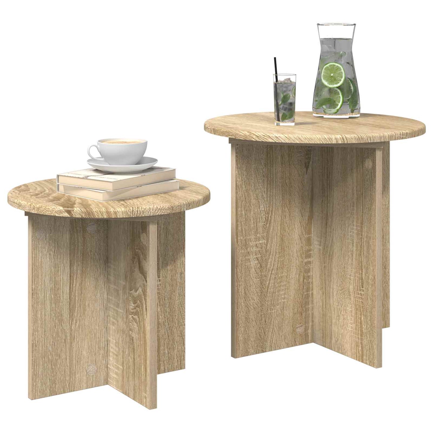 Kisasztal készlet tárolóval 2 pcs Sonoma Tölgy Mérnöki fa