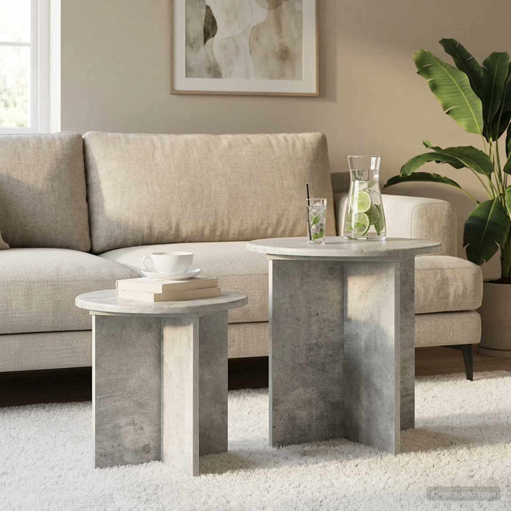 Kisasztal készlet tárolóval 2 pcs Betonszürke Mérnöki fa