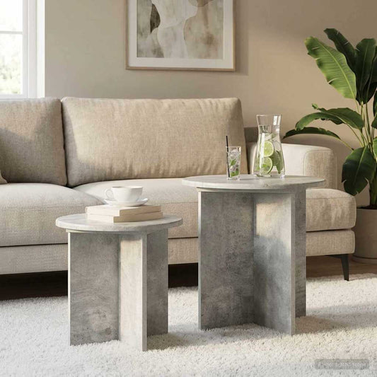 Kisasztal készlet tárolóval 2 pcs Betonszürke Mérnöki fa