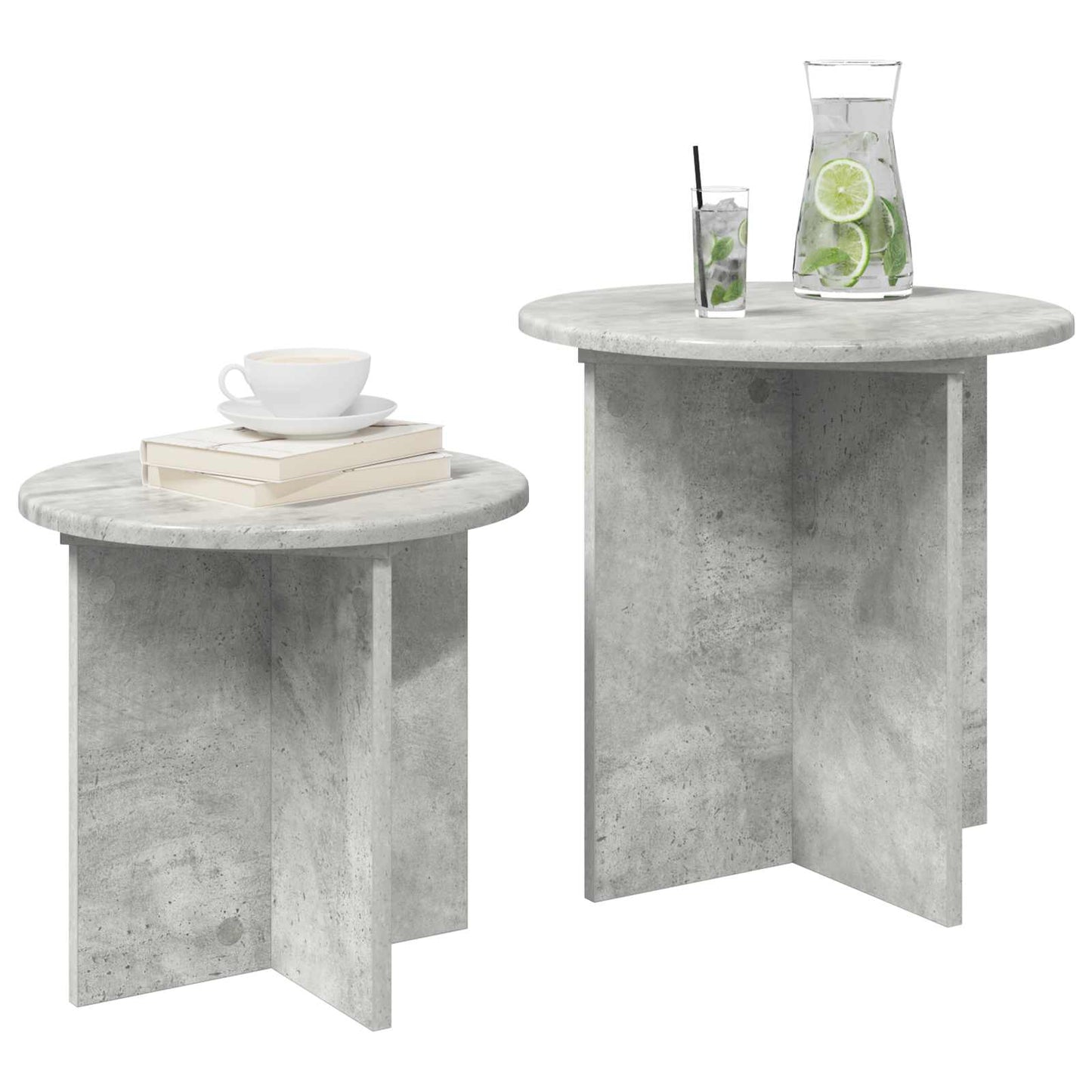 Kisasztal készlet tárolóval 2 pcs Betonszürke Mérnöki fa