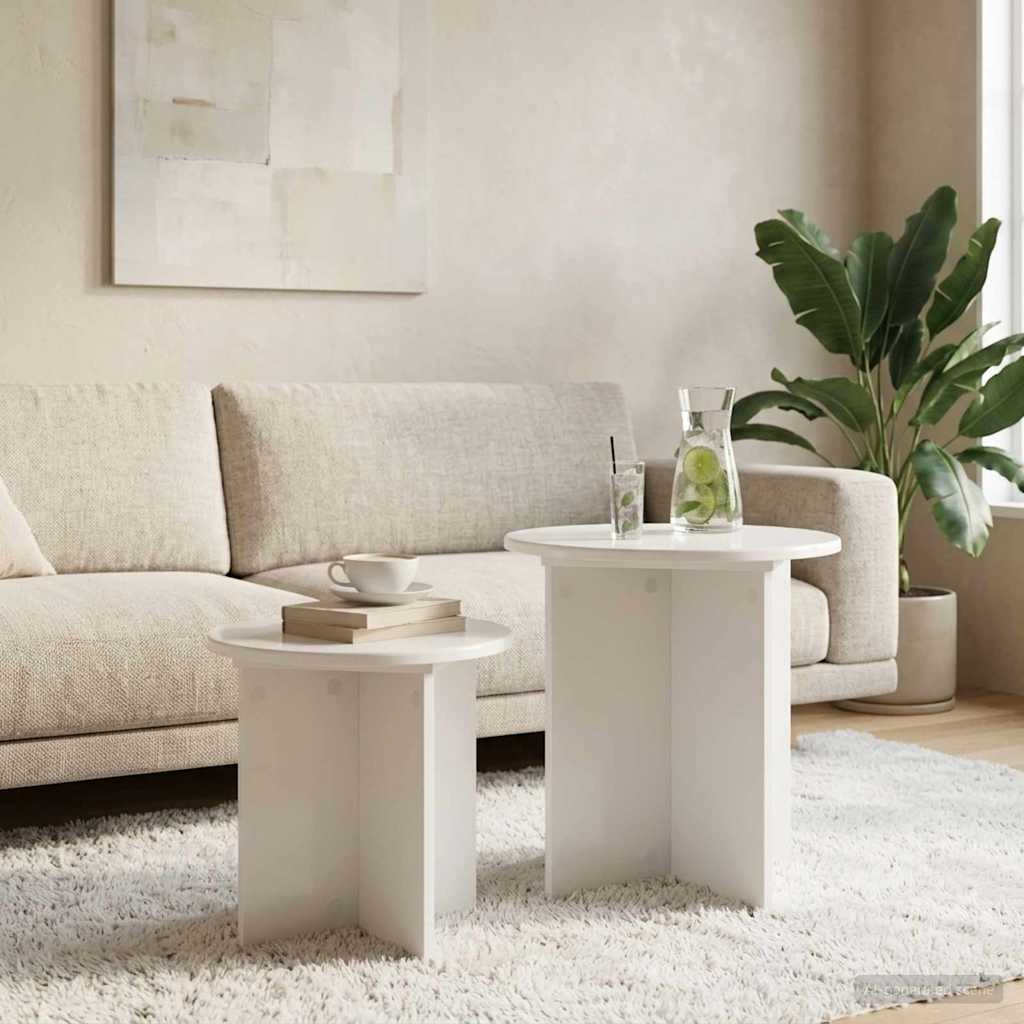 Kisasztal készlet tárolóval 2 pcs Magasfényű Fehér Mérnöki fa