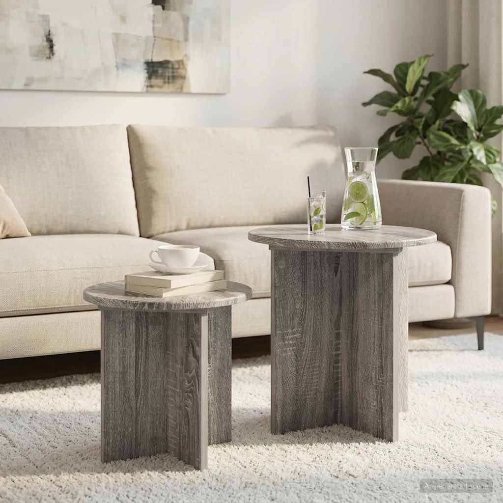 Kisasztal készlet tárolóval 2 pcs Szürke Sonoma Mérnöki fa