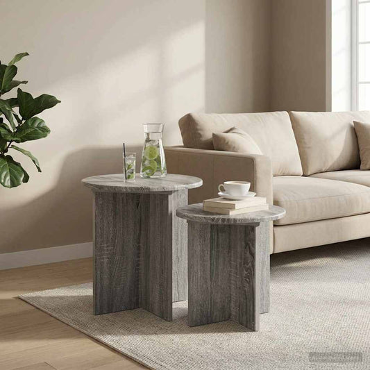 Kisasztal készlet tárolóval 2 pcs Szürke Sonoma Mérnöki fa