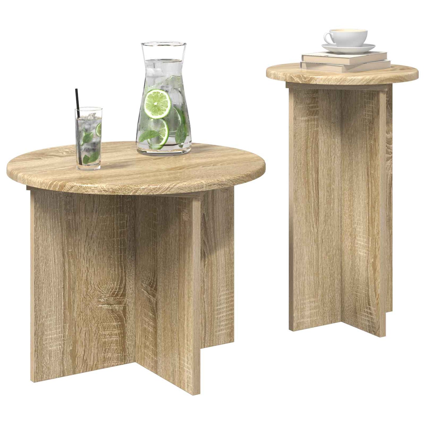 Kisasztal készlet tárolóval 2 pcs Sonoma Tölgy Szerelt Fa