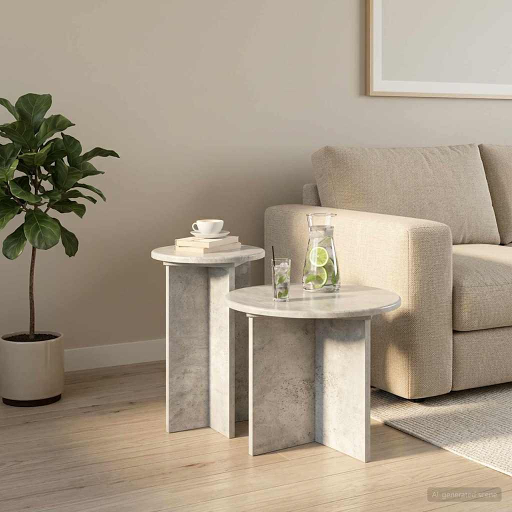 Kisasztal készlet tárolóval 2 pcs Betonszürke Szerelt Fa