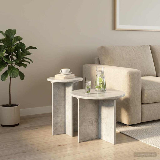 Kisasztal készlet tárolóval 2 pcs Betonszürke Szerelt Fa