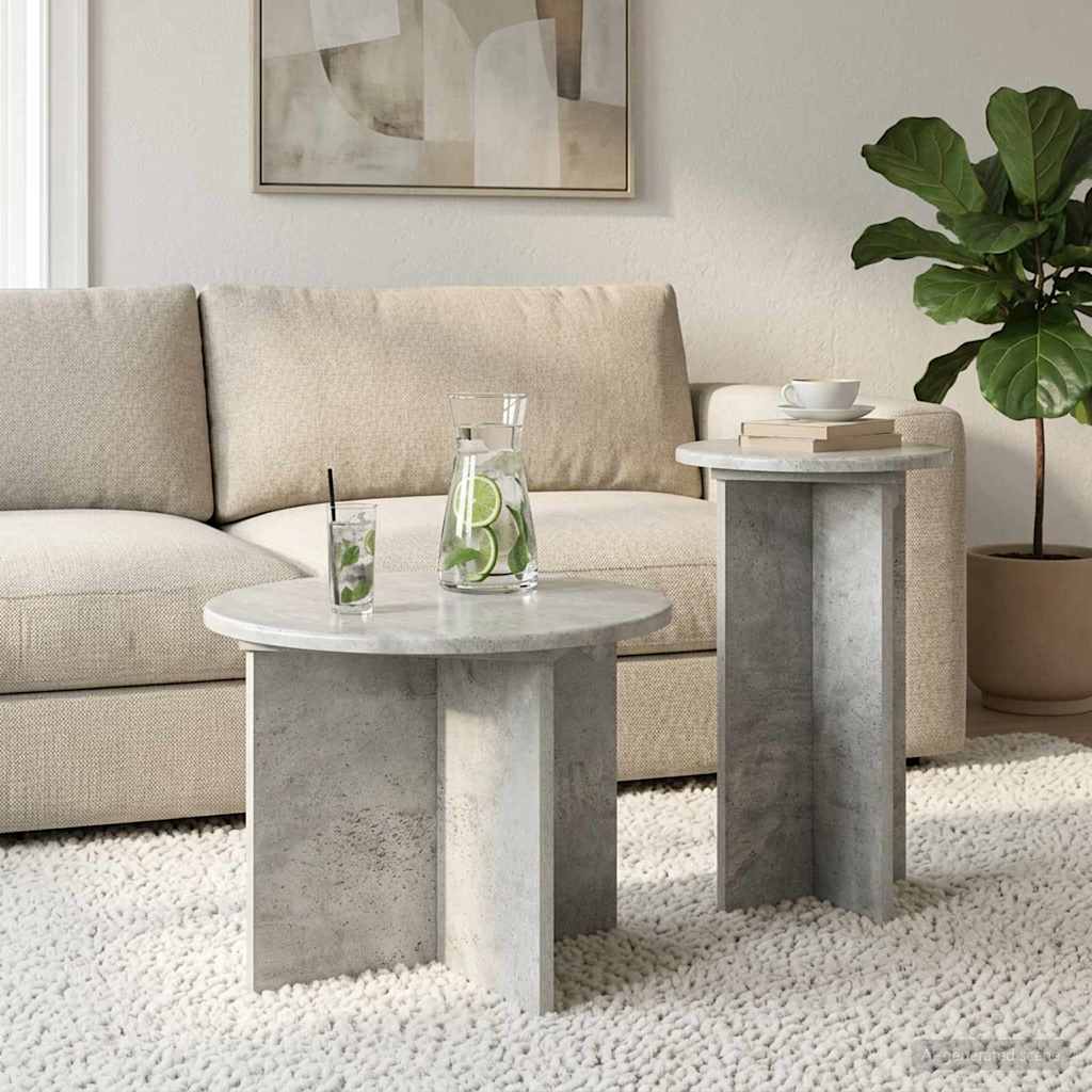 Kisasztal készlet tárolóval 2 pcs Betonszürke Szerelt Fa