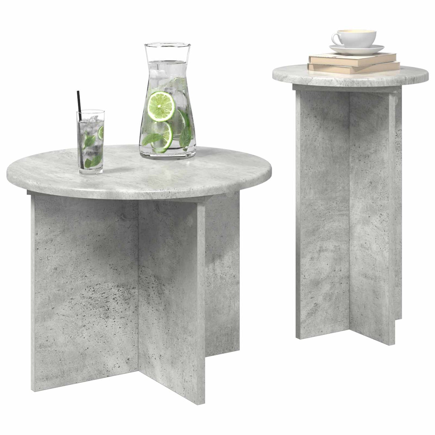 Kisasztal készlet tárolóval 2 pcs Betonszürke Szerelt Fa
