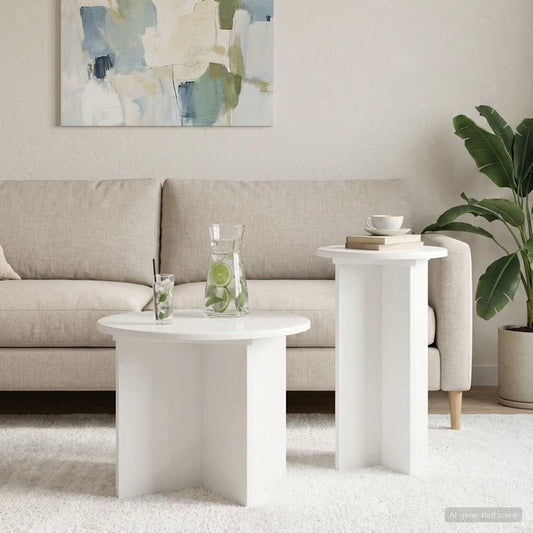 Kisasztal készlet tárolóval 2 pcs Magasfényű Fehér Szerelt Fa