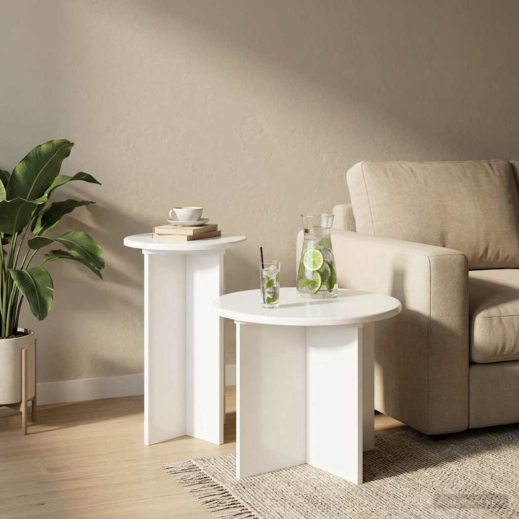 Kisasztal készlet tárolóval 2 pcs Magasfényű Fehér Szerelt Fa