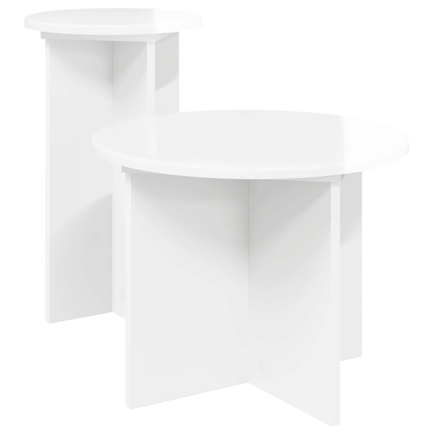 Kisasztal készlet tárolóval 2 pcs Magasfényű Fehér Szerelt Fa