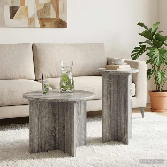 Kisasztal készlet tárolóval 2 pcs Szürke Sonoma Szerelt Fa