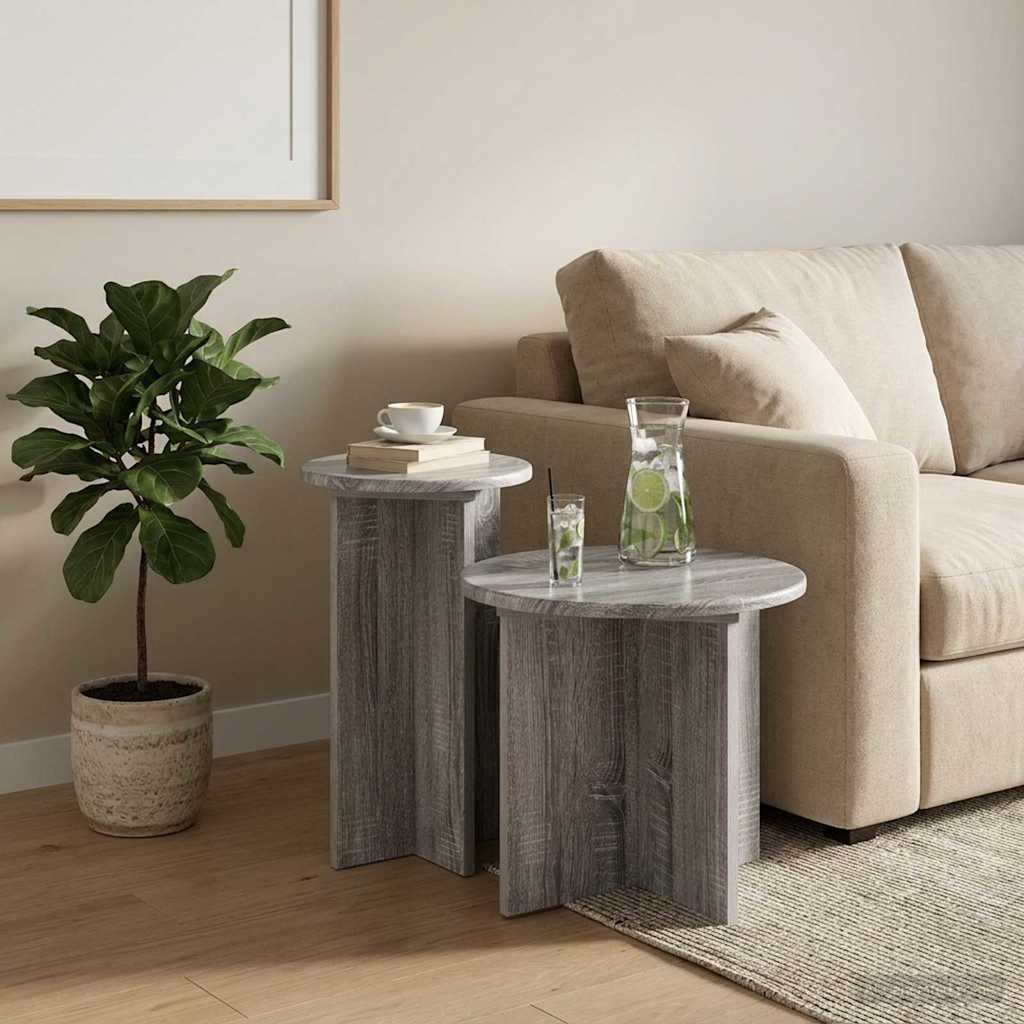 Kisasztal készlet tárolóval 2 pcs Szürke Sonoma Szerelt Fa