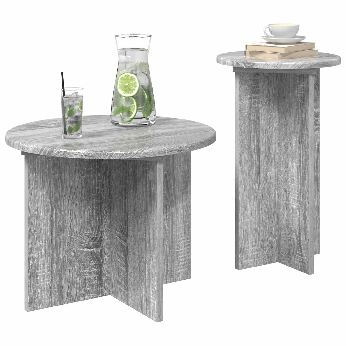 Kisasztal készlet tárolóval 2 pcs Szürke Sonoma Szerelt Fa