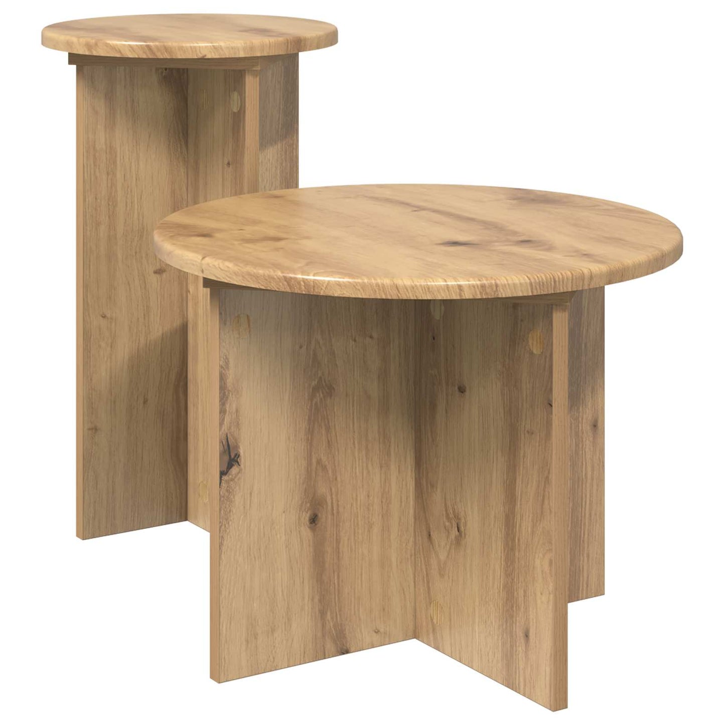 Kisasztal készlet 2 db Kézműves Tölgy Ø 45 x 35 cm Szerelt Fa