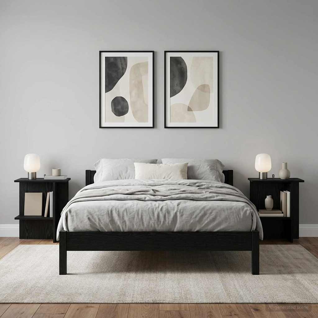 Dohányzóasztal 2 pcs Fekete Tölgy 40 x 30 x 49 cm Szerelt Fa