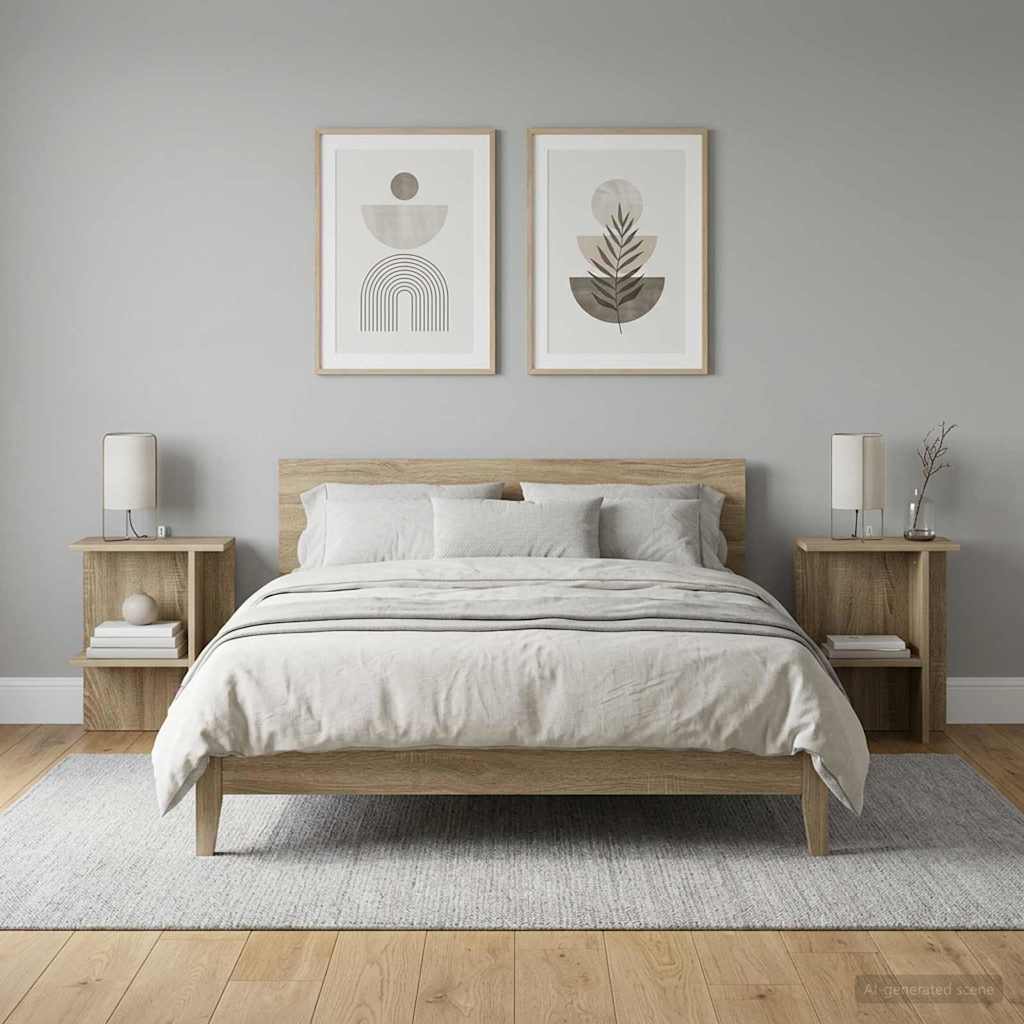 Dohányzóasztal 2 pcs Sonoma Tölgy 40 x 30 x 49 cm Szerelt Fa