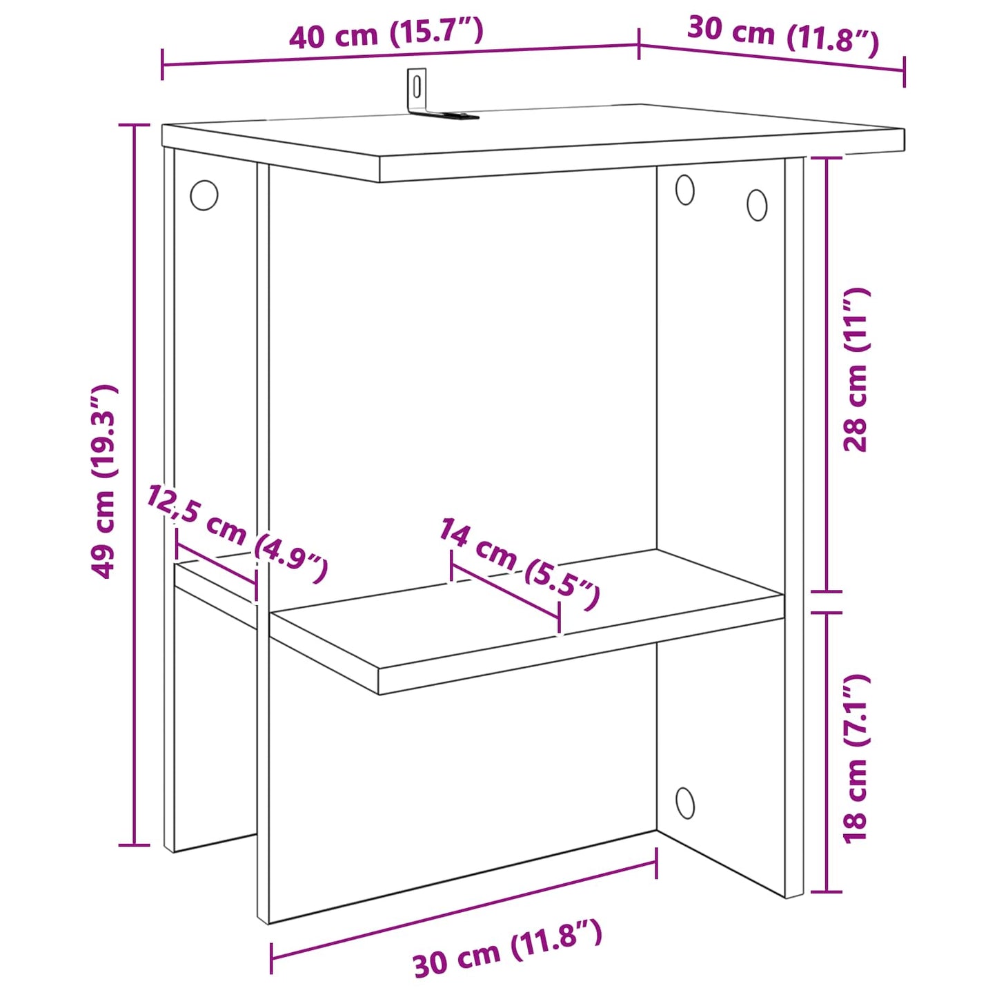 Dohányzóasztal 2 pcs Betonszürke 40 x 30 x 49 cm Szerelt Fa
