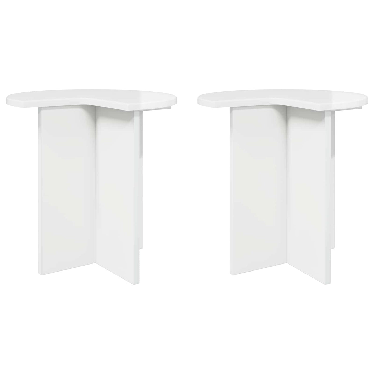 Oldal asztal 2 pcs Magasfényű Fehér Ø 39 x 38 cm Szerelt Fa