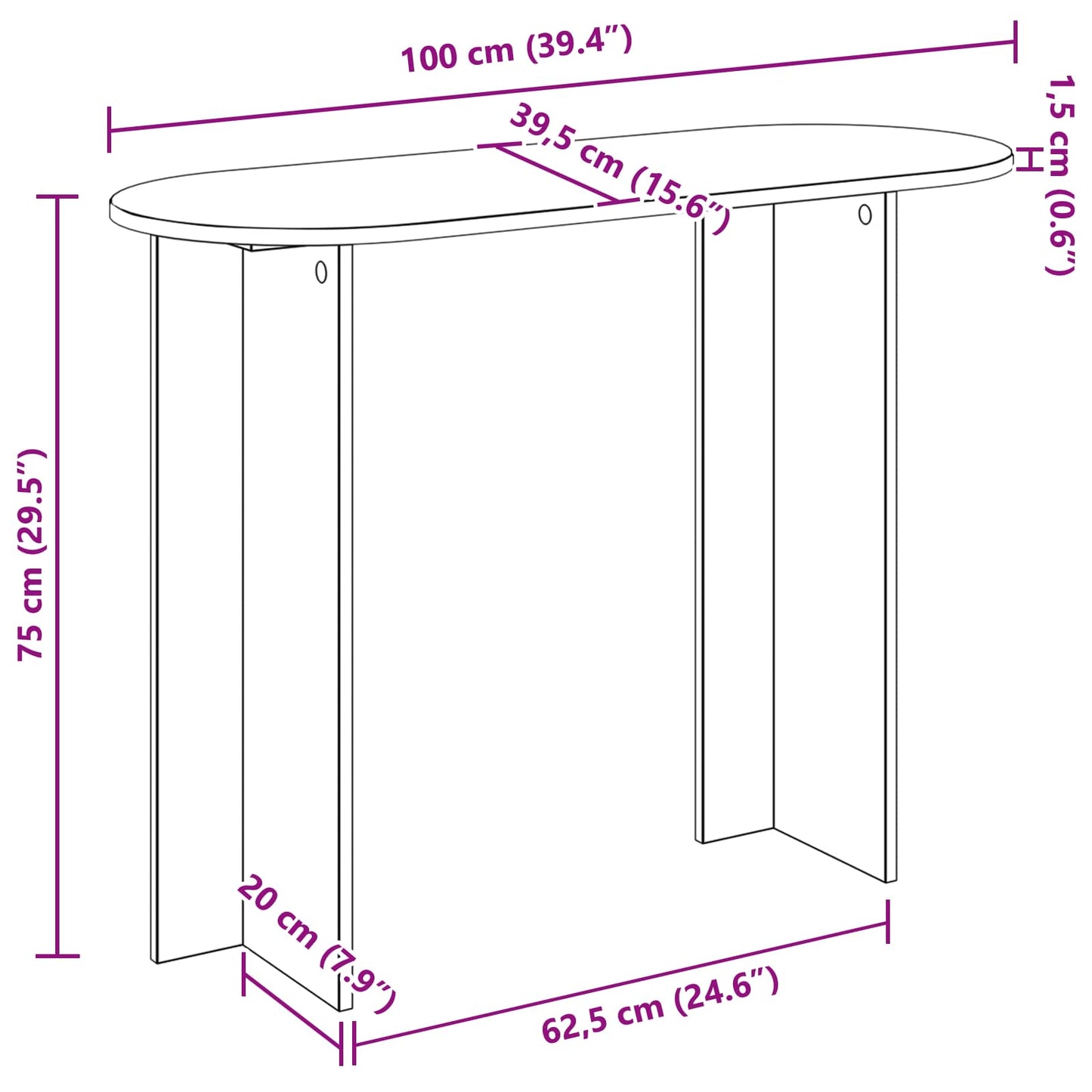 Konzolasztal Betonszürke 100 x 39,5 x 75 cm Szerelt Fa