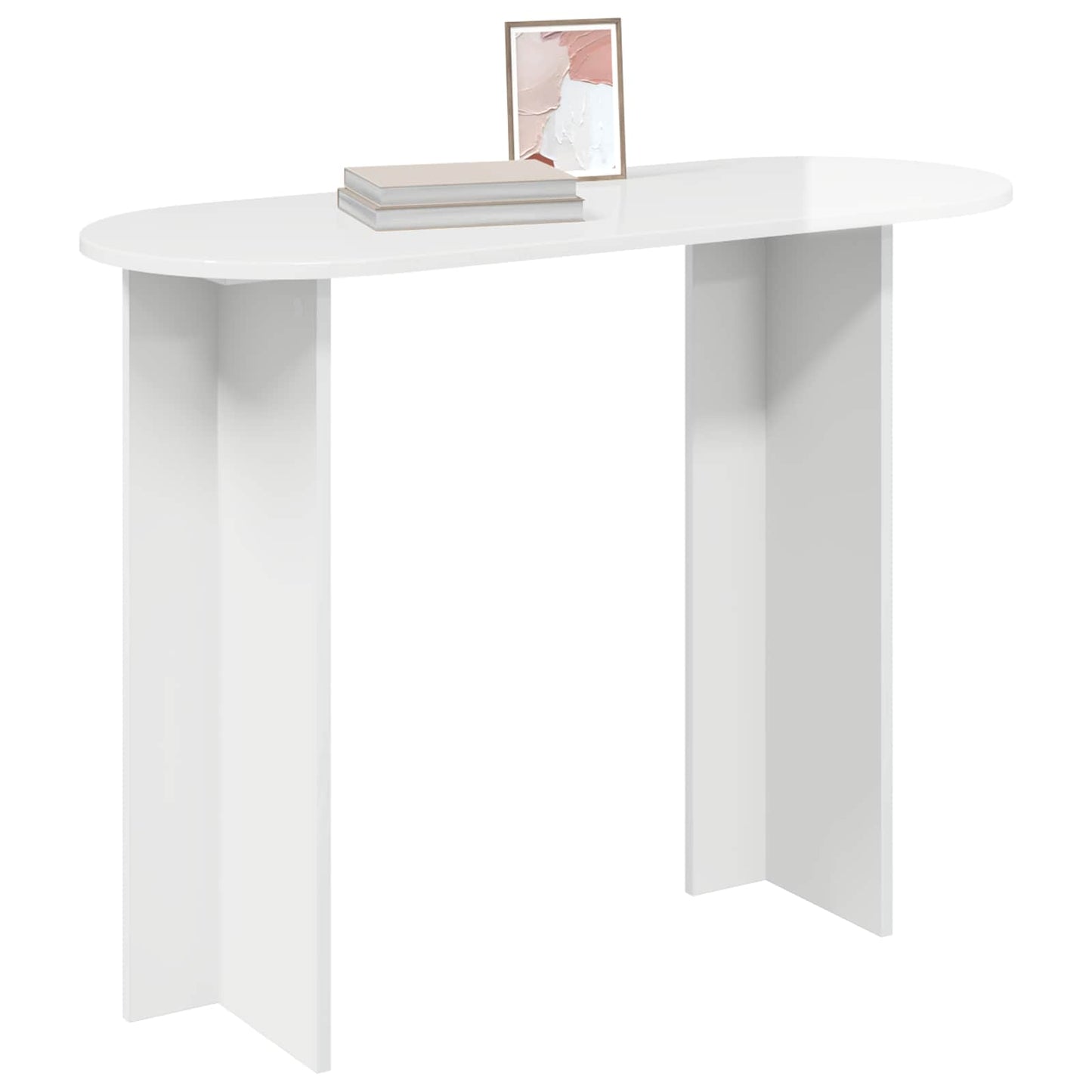 Konzolasztal Magasfényű Fehér 100 x 39,5 x 75 cm Szerelt Fa