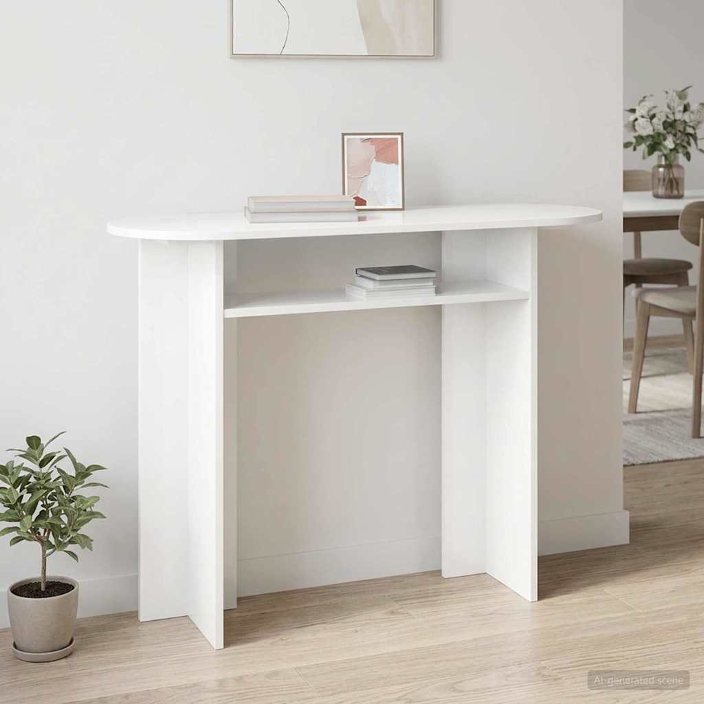Konzolasztal tárolóval Fehér 100 x 39,5 x 75 cm Szerelt Fa