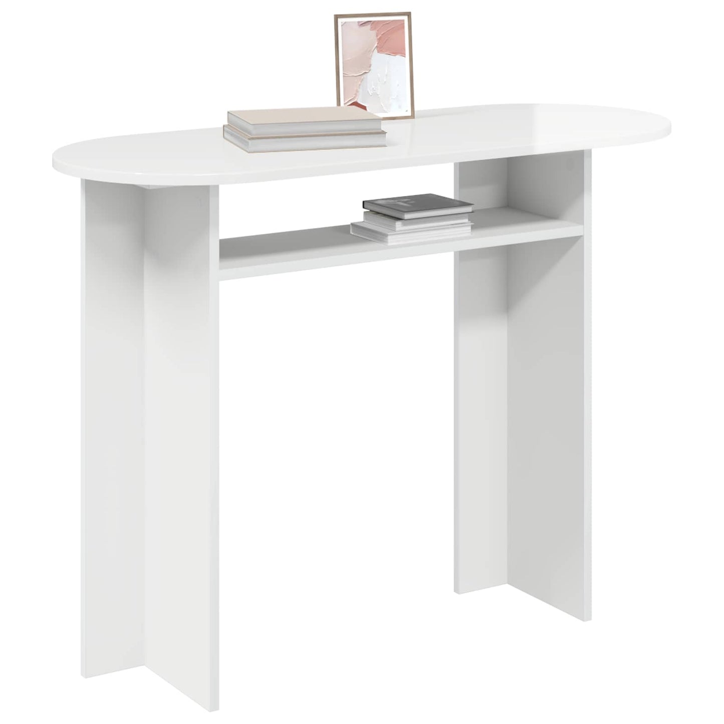 Konzolasztal Magasfényű Fehér 100 x 39,5 x 75 cm Szerelt Fa