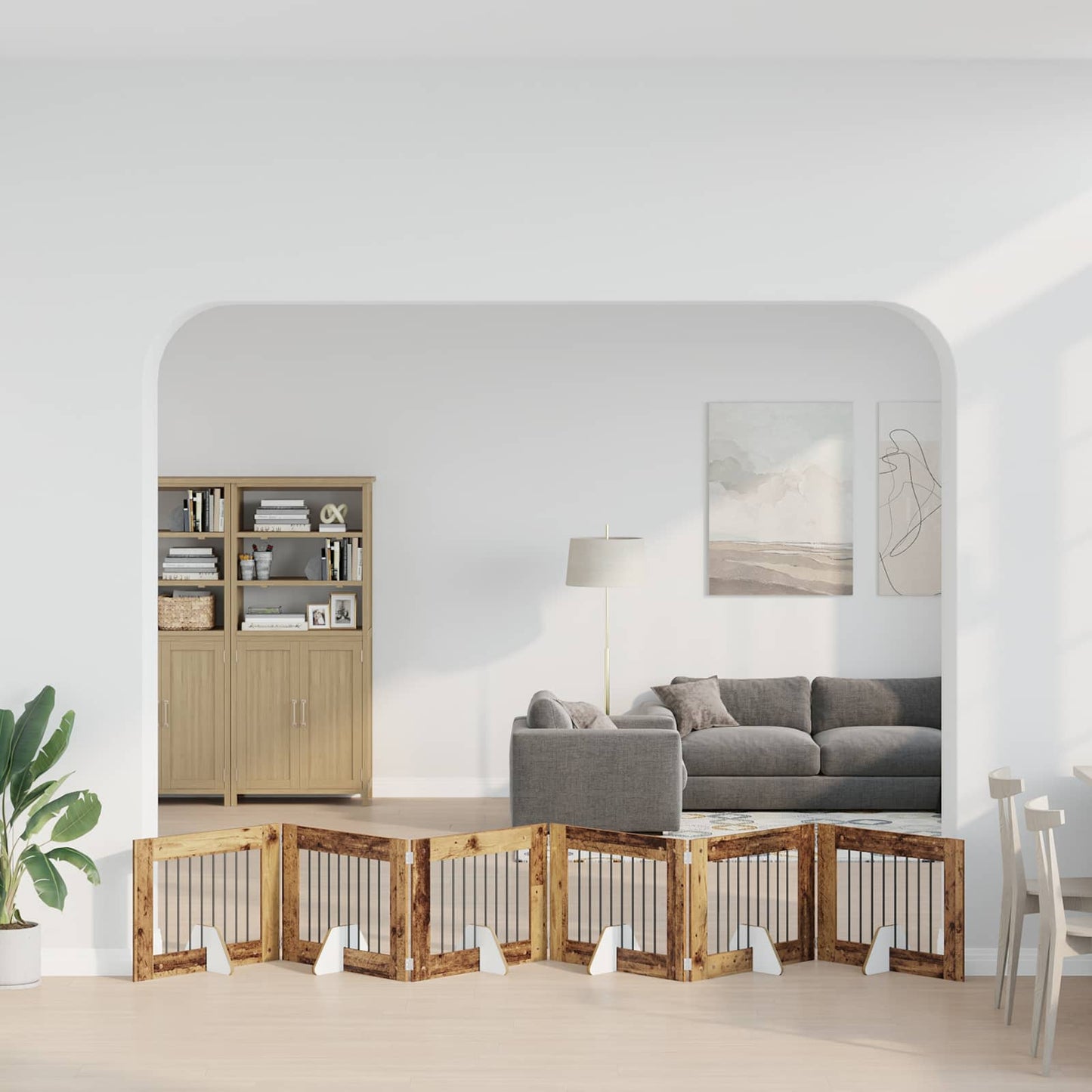 Összecsukható kutyakerítés állványokkal 6 db Antik Fa 482 cm