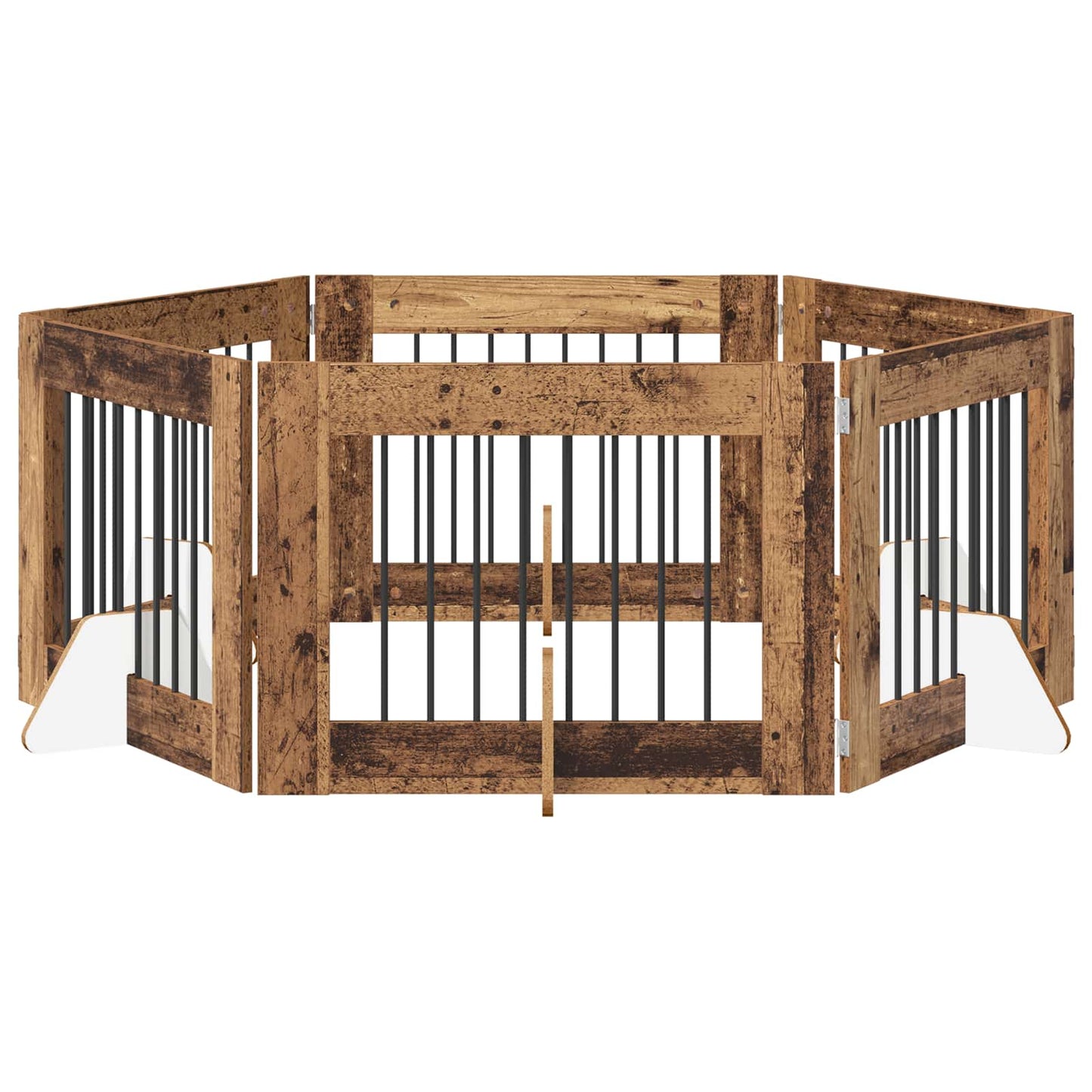 Összecsukható kutyakerítés állványokkal 6 pcs Antik Fa 482 cm