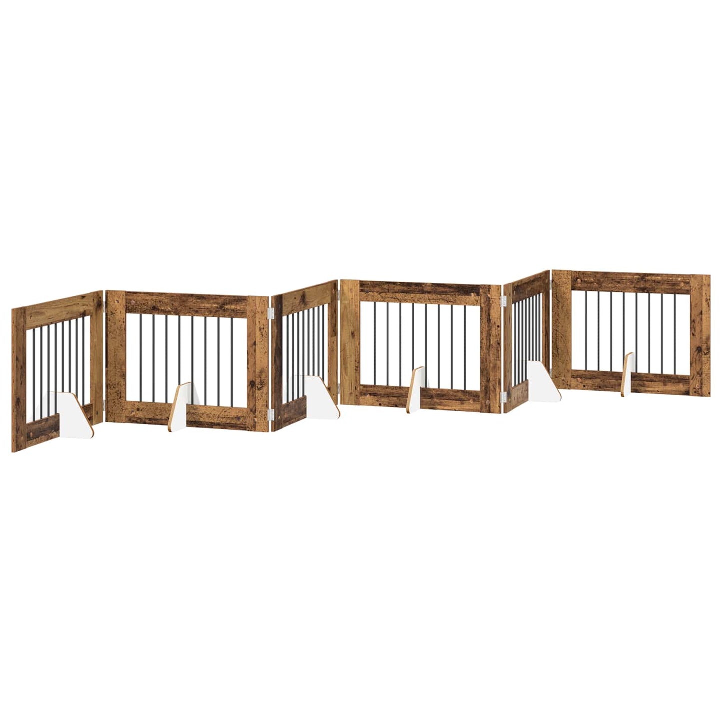 Összecsukható kutyakerítés állványokkal 6 db Antik Fa 482 cm