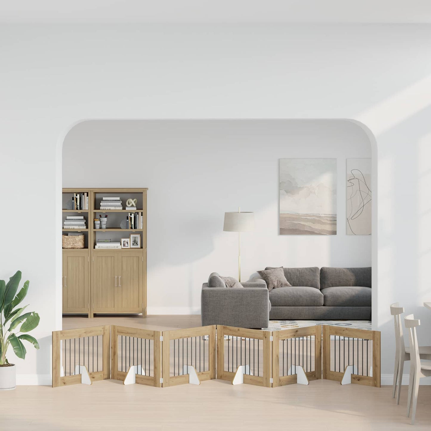 Összecsukható kutyakerítés állványokkal 6 pcs Kézműves Tölgy