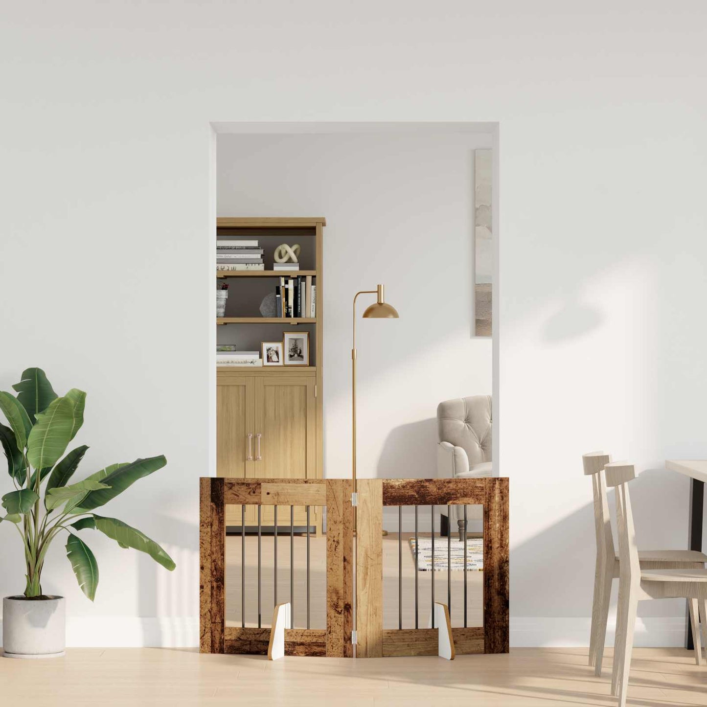 Összecsukható kutyakerítés állványokkal 2 db Antik Fa 120,5 cm