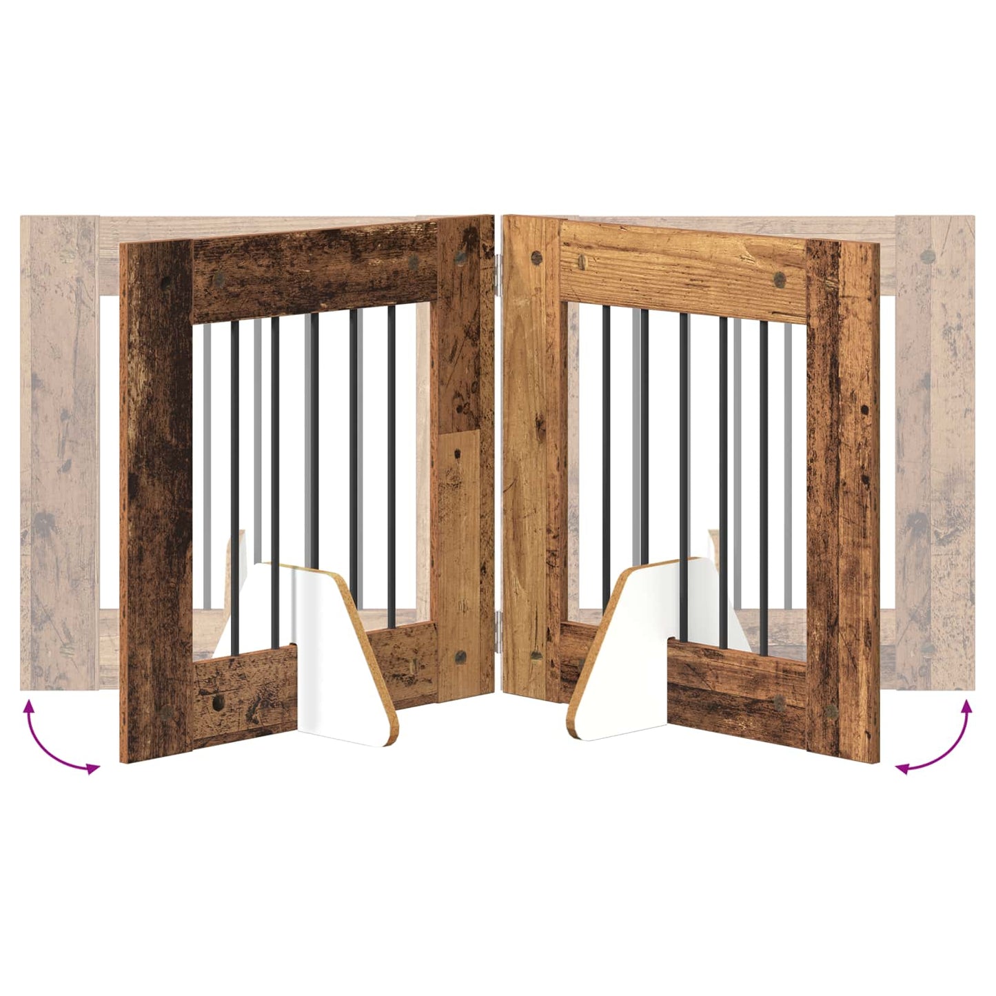 Összecsukható kutyakerítés állványokkal 2 db Antik Fa 120,5 cm