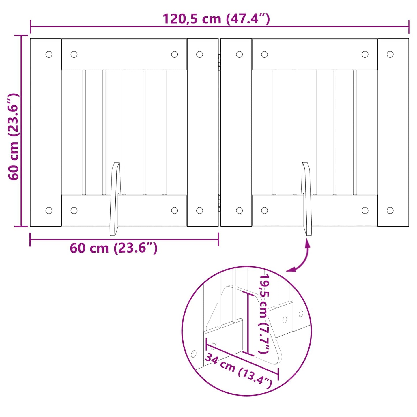 Összecsukható kutyakerítés állványokkal 2 db Antik Fa 120,5 cm