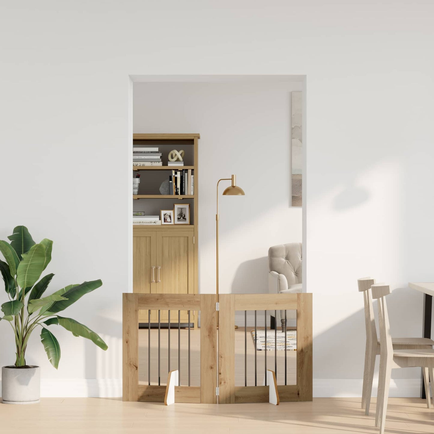 Összecsukható kutyakerítés állványokkal 2 pcs Kézműves Tölgy