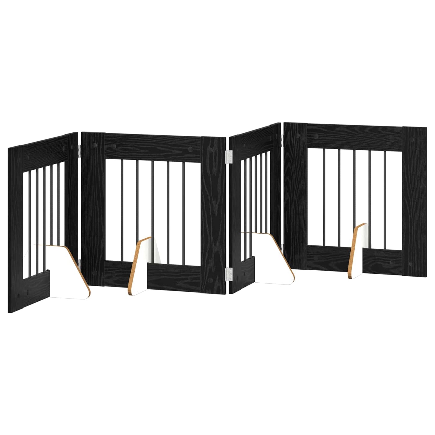 Összecsukható kutyakerítés állványokkal 4 pcs Fekete Tölgy