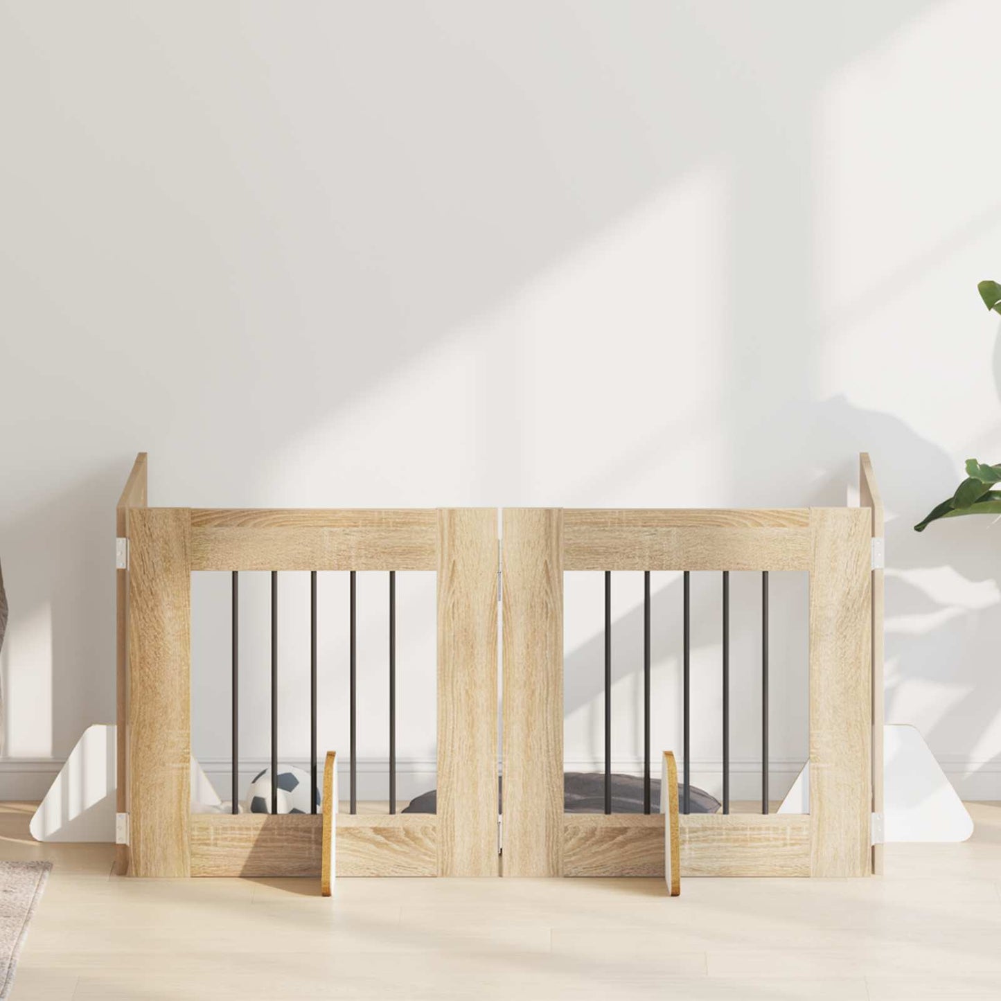 Összecsukható kutyakerítés állványokkal 4 pcs Sonoma Tölgy