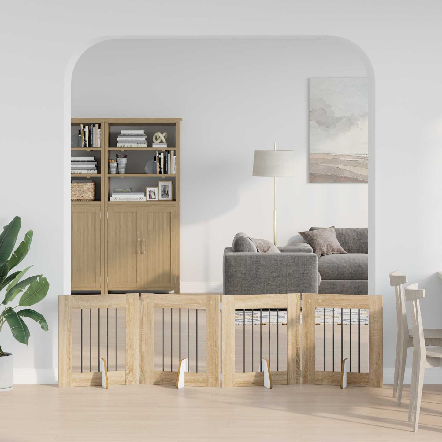 Összecsukható kutyakerítés állványokkal 4 pcs Sonoma Tölgy