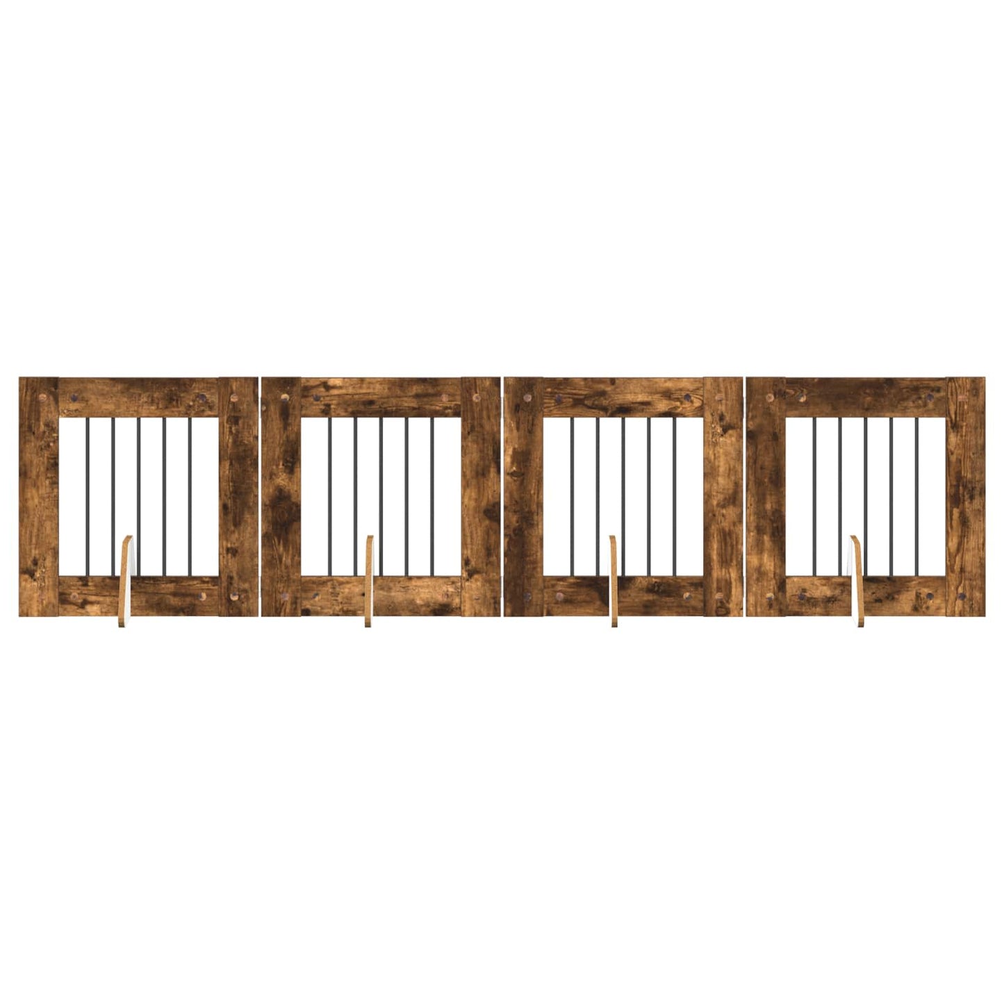 Összecsukható kutyakerítés állványokkal 4 pcs Füstös Tölgy