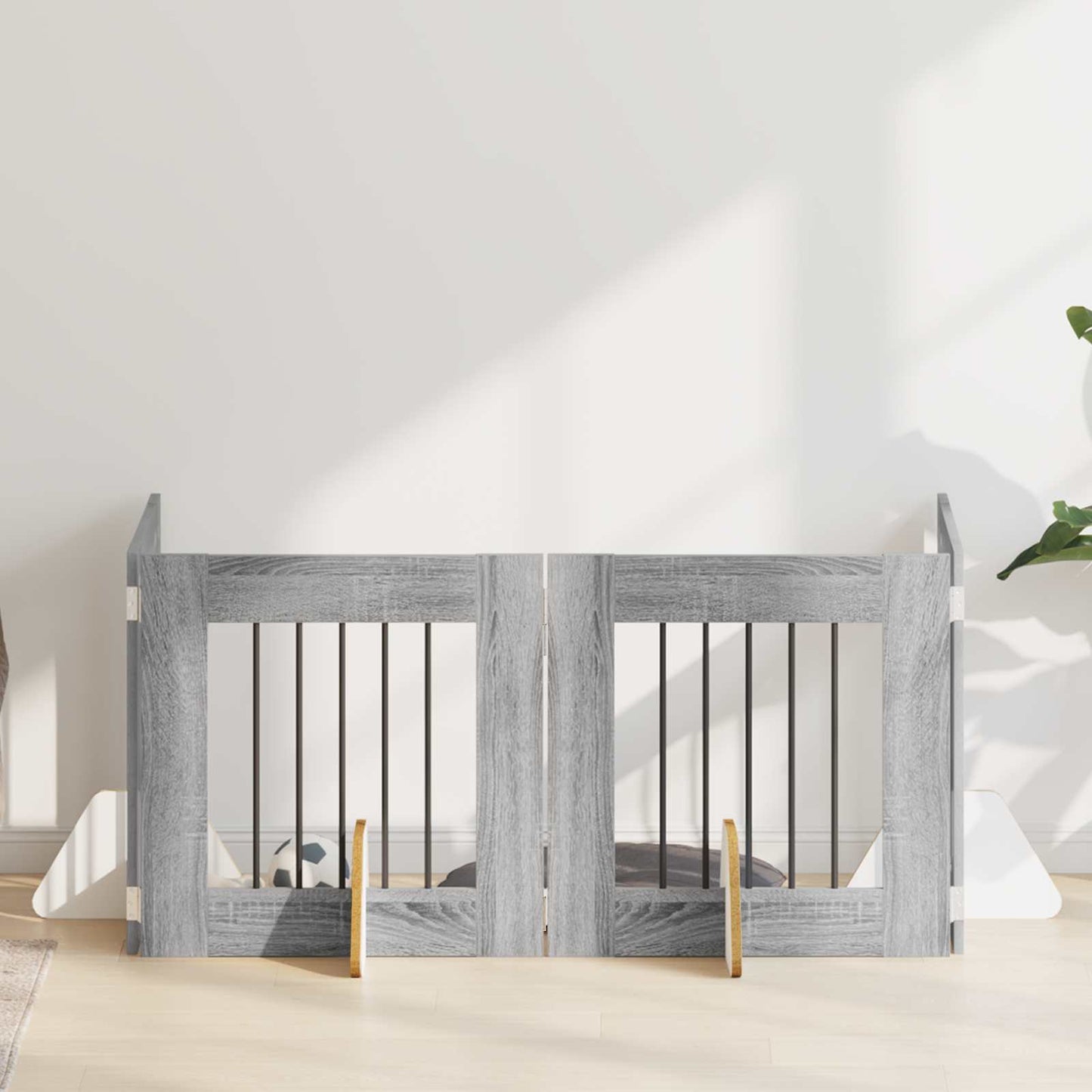 Összecsukható kutyakerítés állványokkal 4 pcs Szürke Sonoma