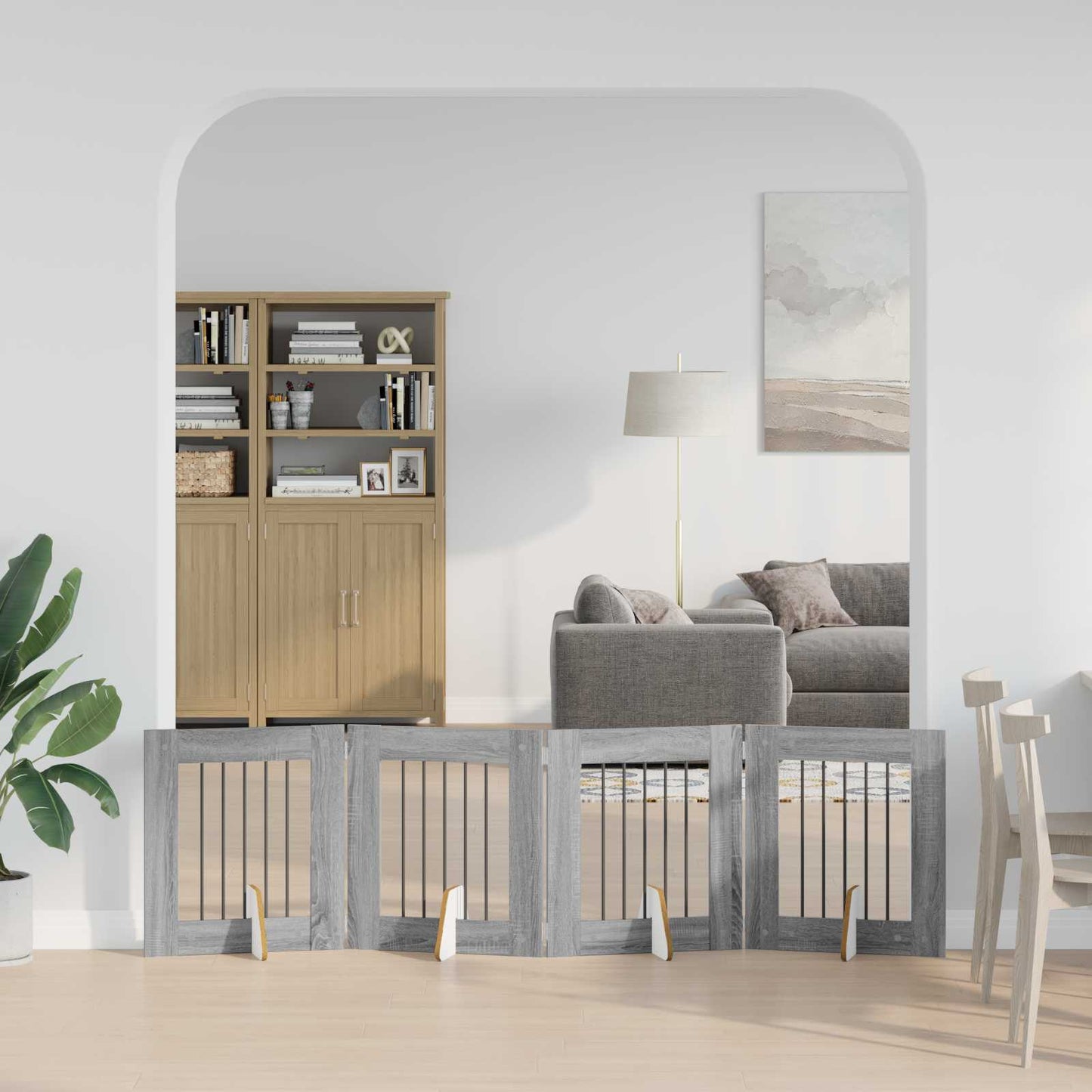 Összecsukható kutyakerítés állványokkal 4 pcs Szürke Sonoma