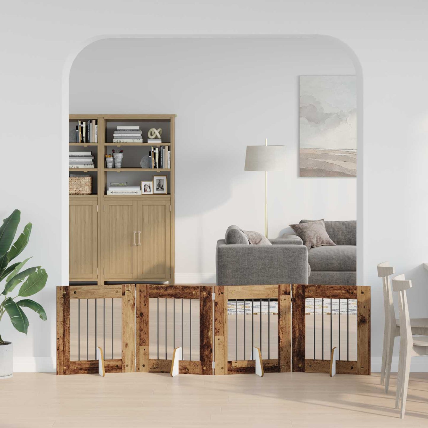 Összecsukható kutyakerítés állványokkal 4 db Antik Fa 241 cm