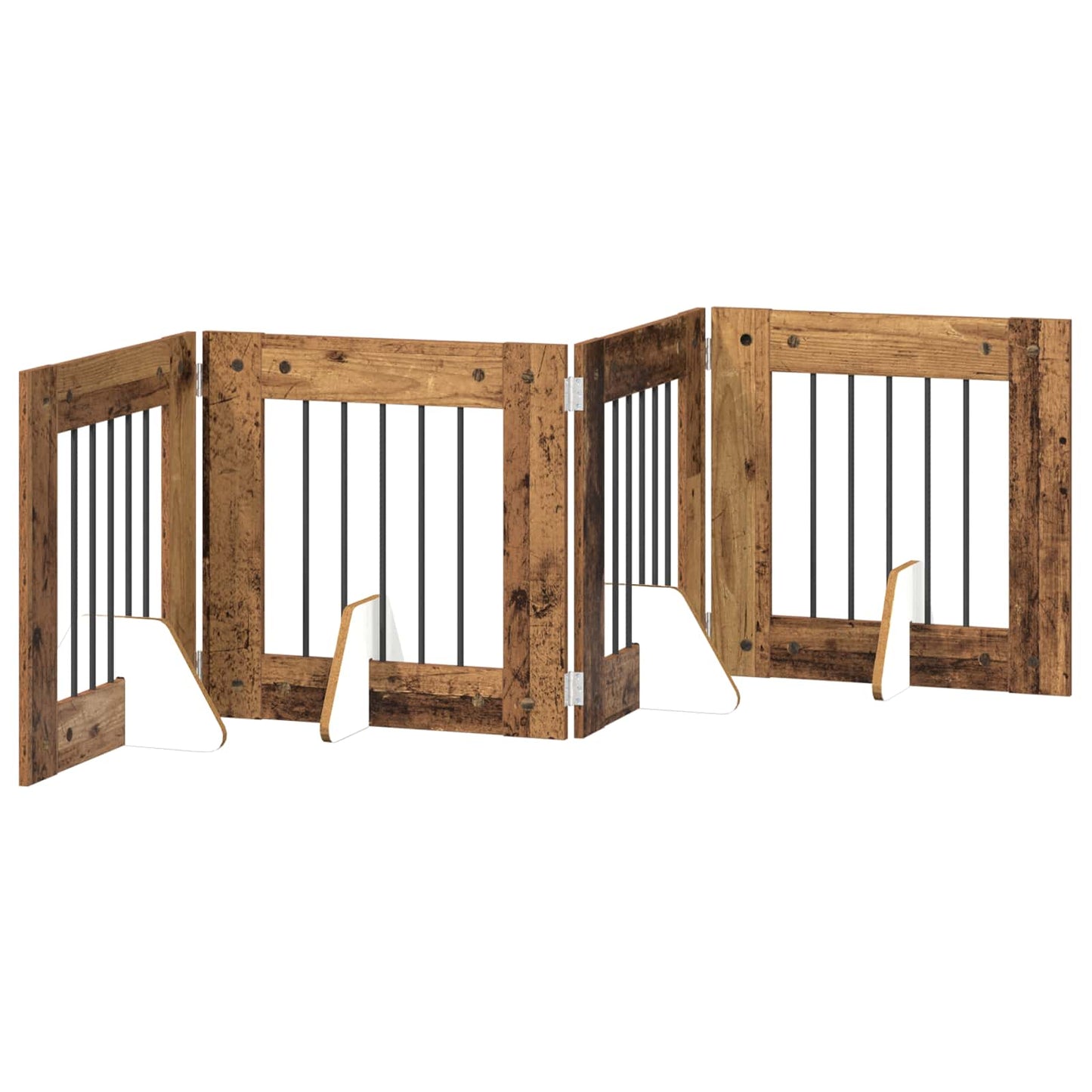 Összecsukható kutyakerítés állványokkal 4 pcs Antik Fa 241 cm